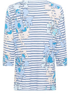 Ciel Blue Floral and Stripe Hannah Top