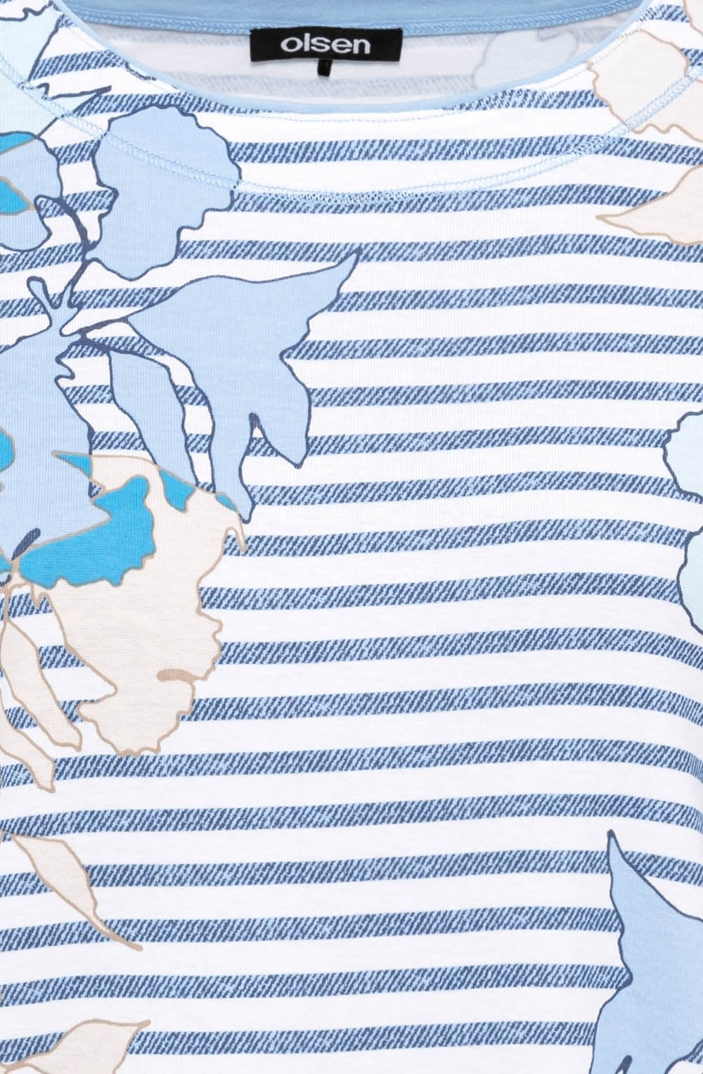 Ciel Blue Floral and Stripe Hannah Top