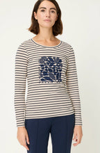 Classic Beige and Navy Mixed Print and Diamante Edda Top