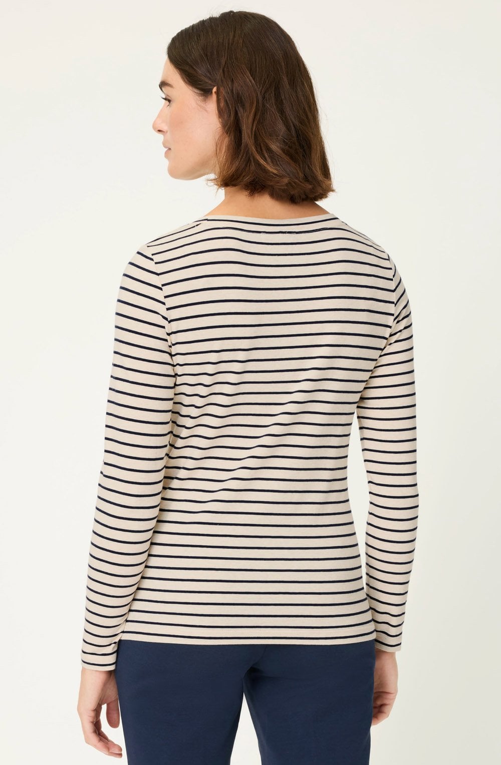 Classic Beige and Navy Mixed Print and Diamante Edda Top