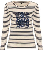 Classic Beige and Navy Mixed Print and Diamante Edda Top