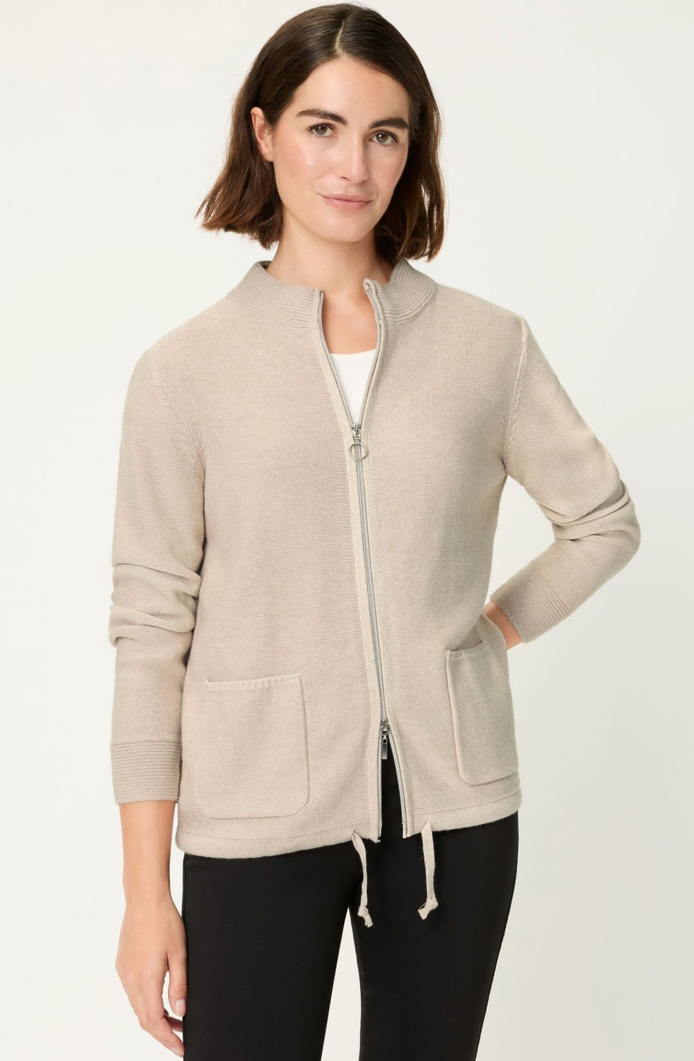 Classic Beige Drawstring Henny Cardigan
