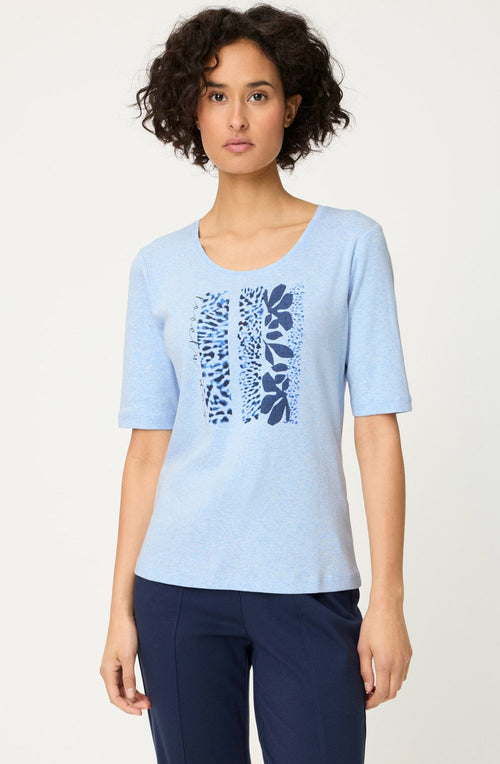 Cloud Blue Patterned Front Edda T Shirt