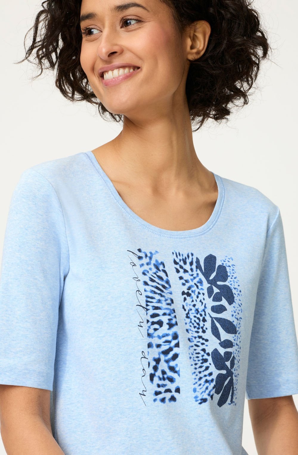 Cloud Blue Patterned Front Edda T Shirt