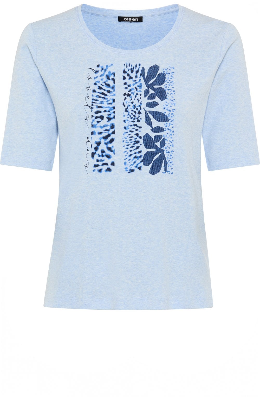 Cloud Blue Patterned Front Edda T Shirt