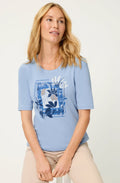 Cloud Blue Placement Print T Shirt