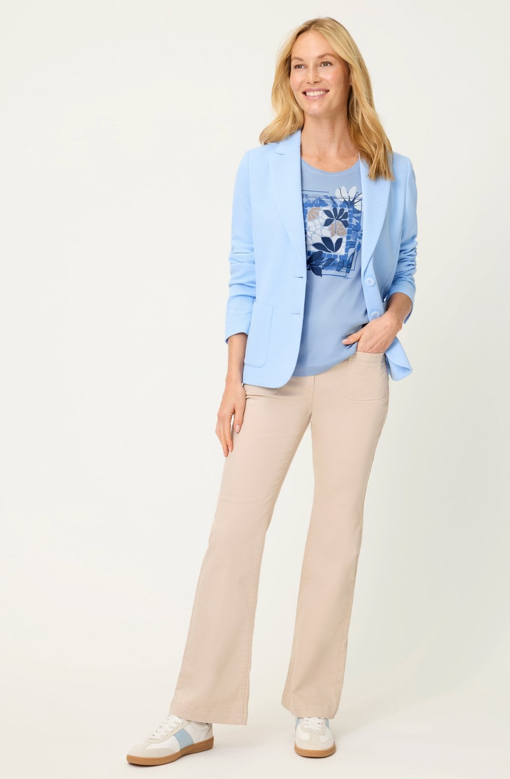 Cloud Blue Placement Print T Shirt