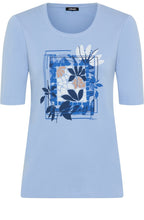 Cloud Blue Placement Print T Shirt