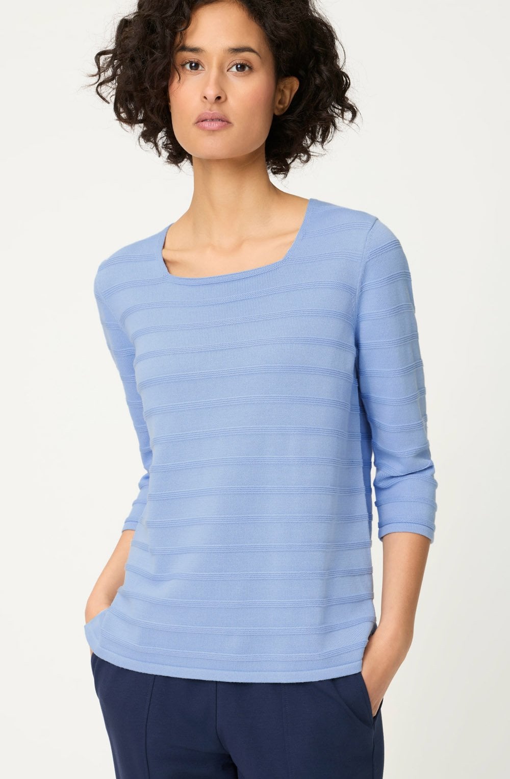 Cloud Blue Square Neck Henny Jumper