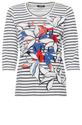 Cobalt Blue Stripes and Floral Top
