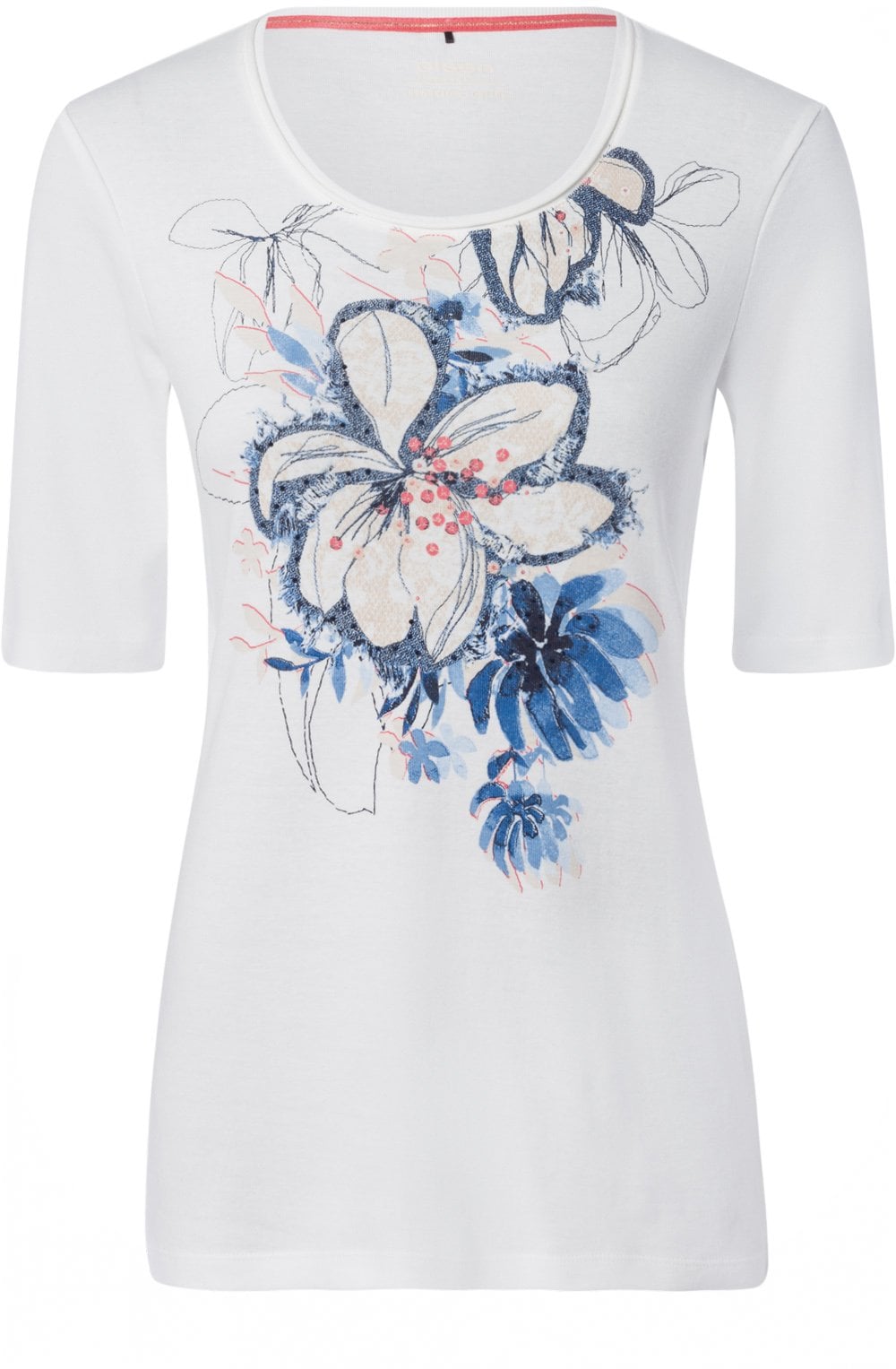 Coral Floral Design T Shirt