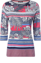 Coral Floral Print T Shirt