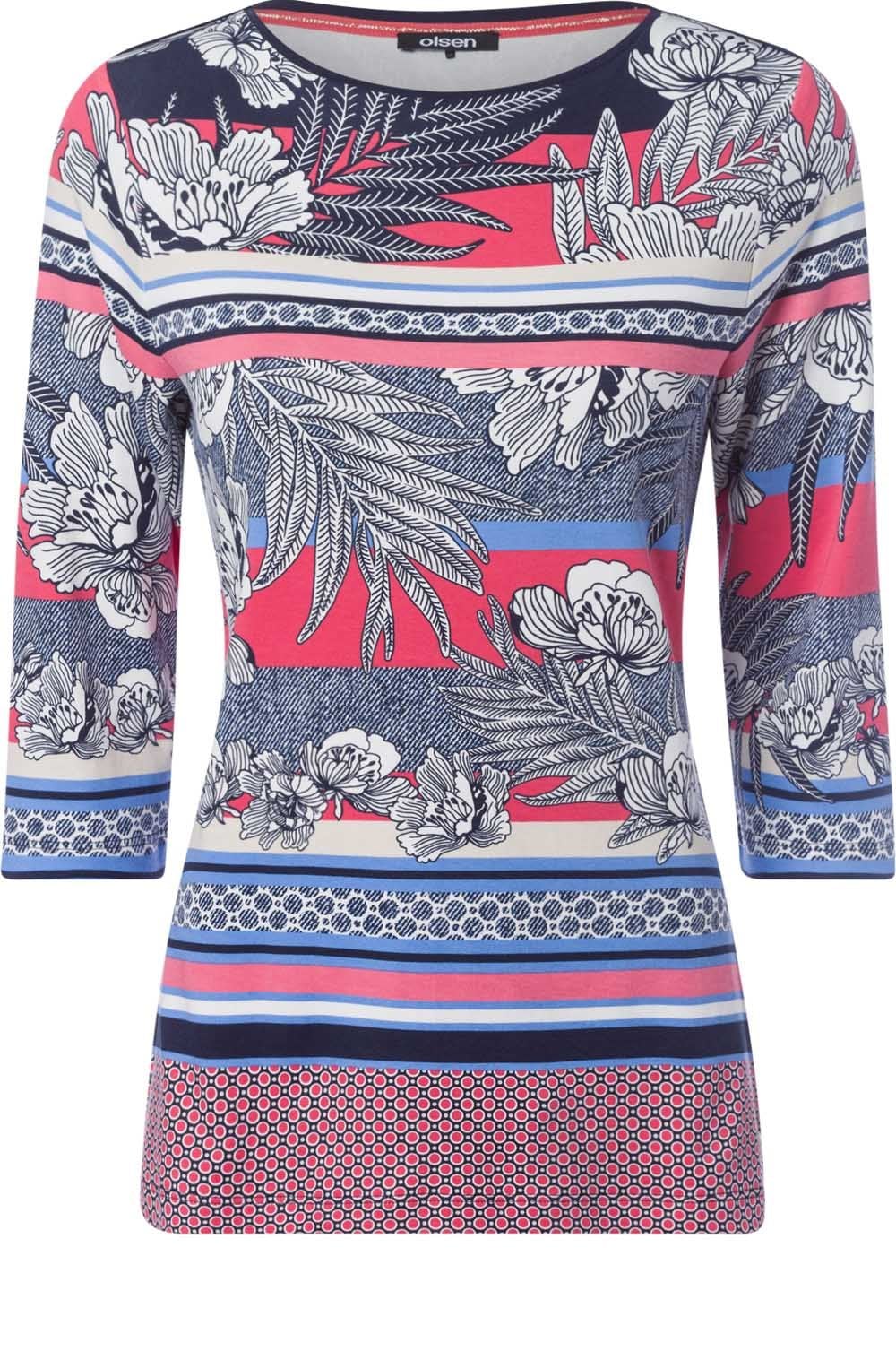 Coral Floral Print T Shirt