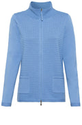 Cornflower Blue Horizontal Ribbed Knit Cardigan