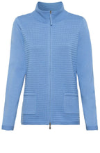 Cornflower Blue Horizontal Ribbed Knit Cardigan