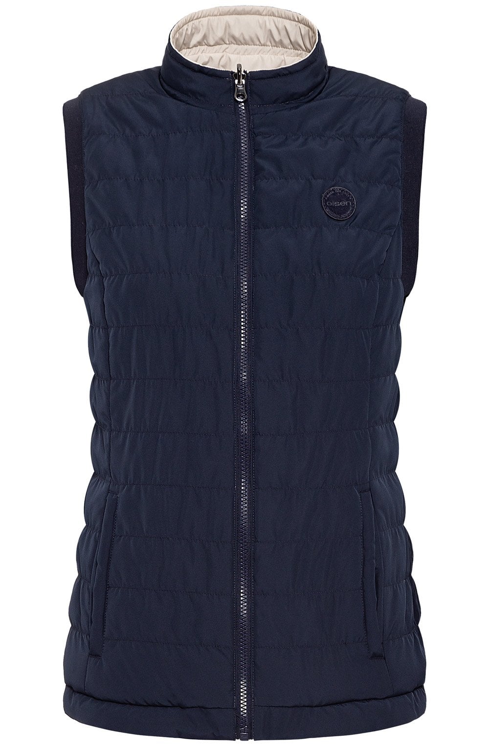 Cream and Ink Blue Reversible Gilet