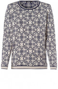 Cream & Blue Patterned Jumper