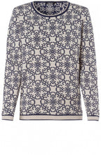 Cream & Blue Patterned Jumper
