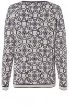 Cream & Blue Patterned Jumper