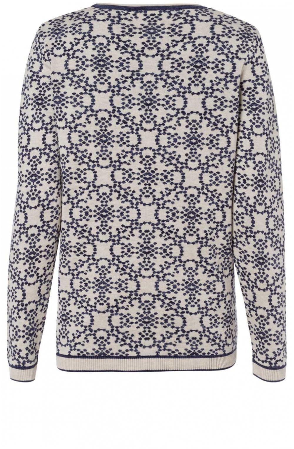 Cream & Blue Patterned Jumper