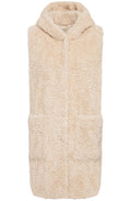 Cream Long Line Super Soft Teddy Gilet