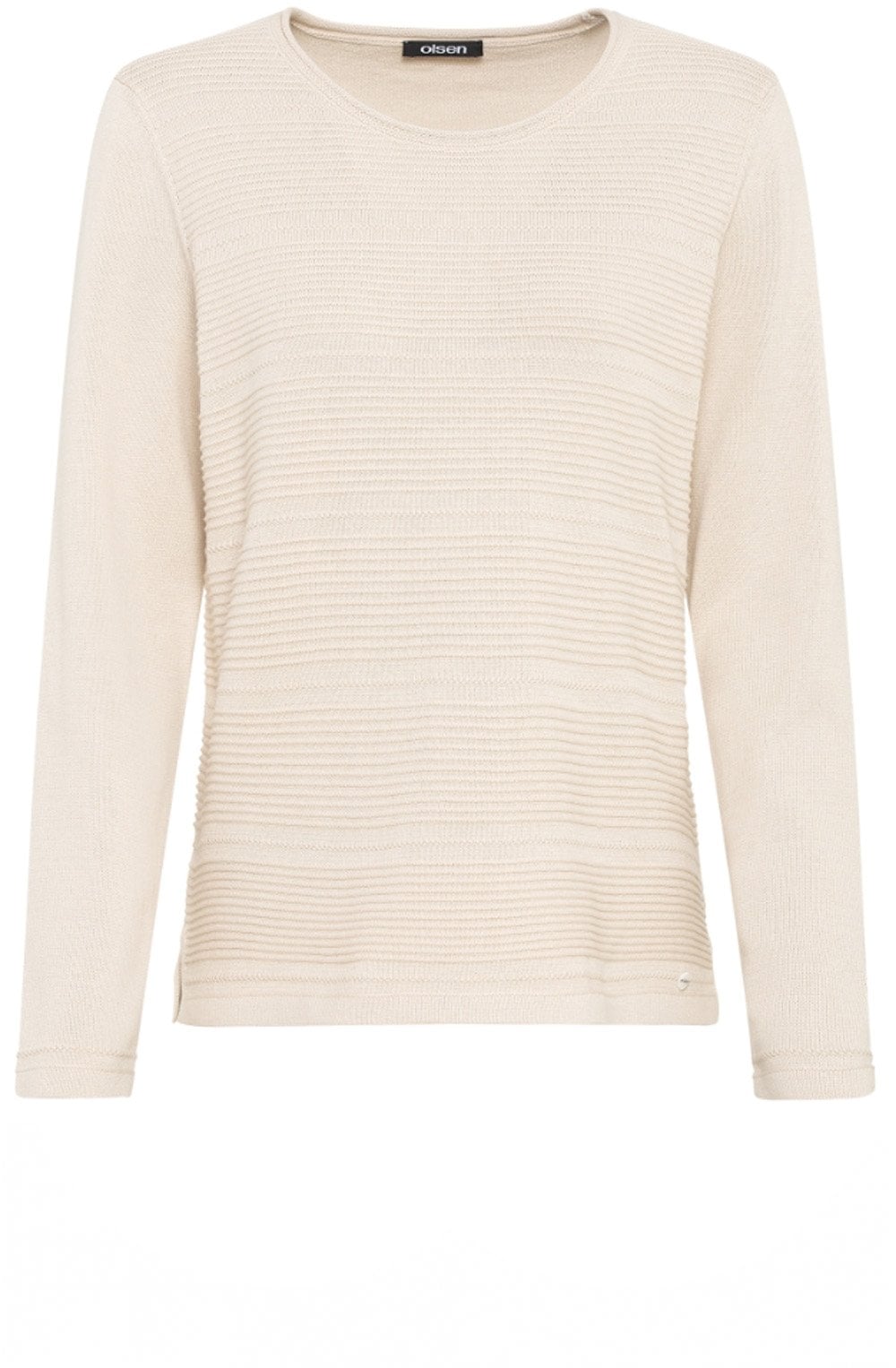 Cream Melange Horizontal Ribbed Jumper