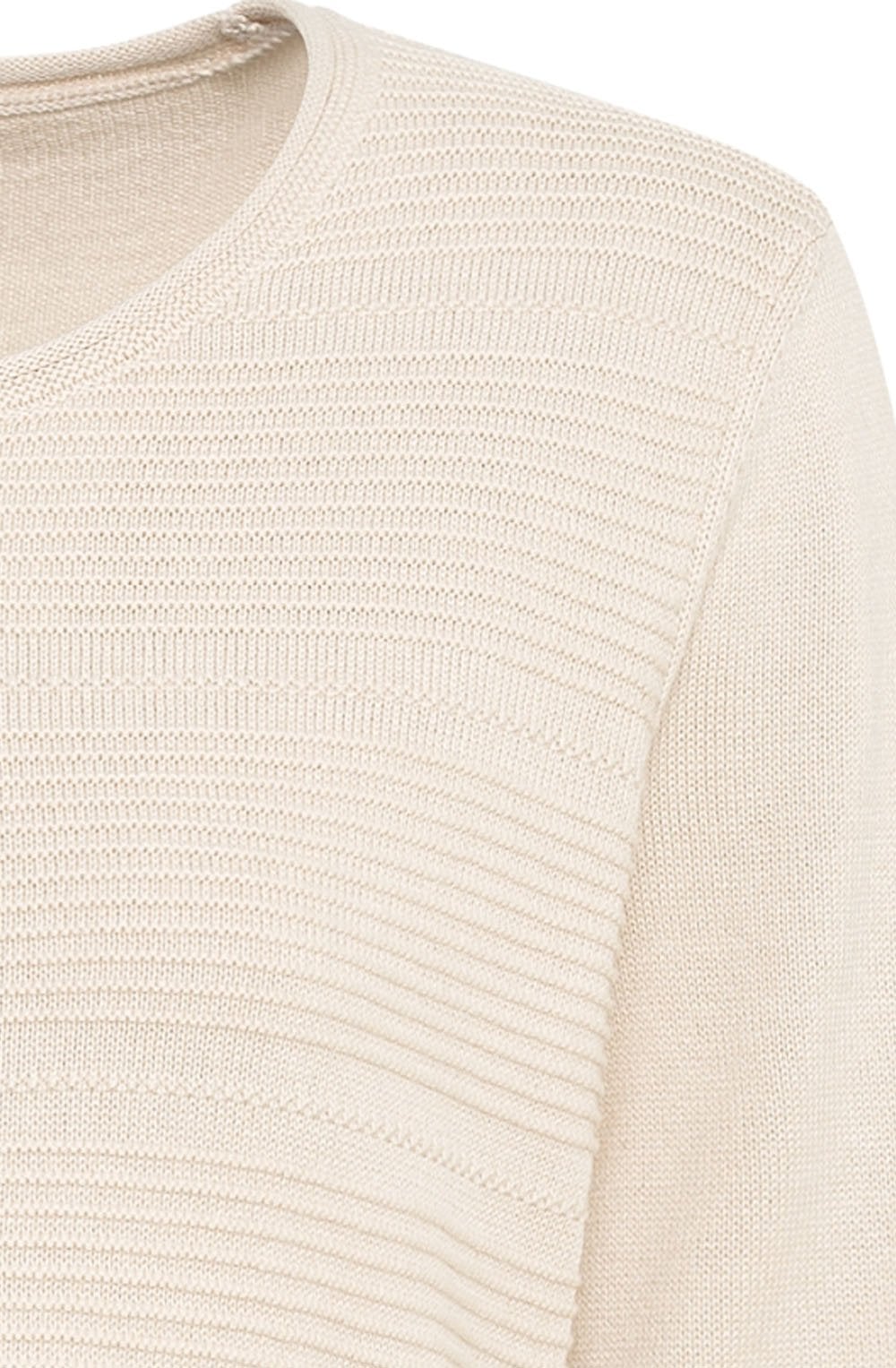 Cream Melange Horizontal Ribbed Jumper