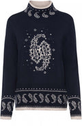 Crown Blue Paisley Knit Jumper