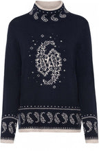Crown Blue Paisley Knit Jumper