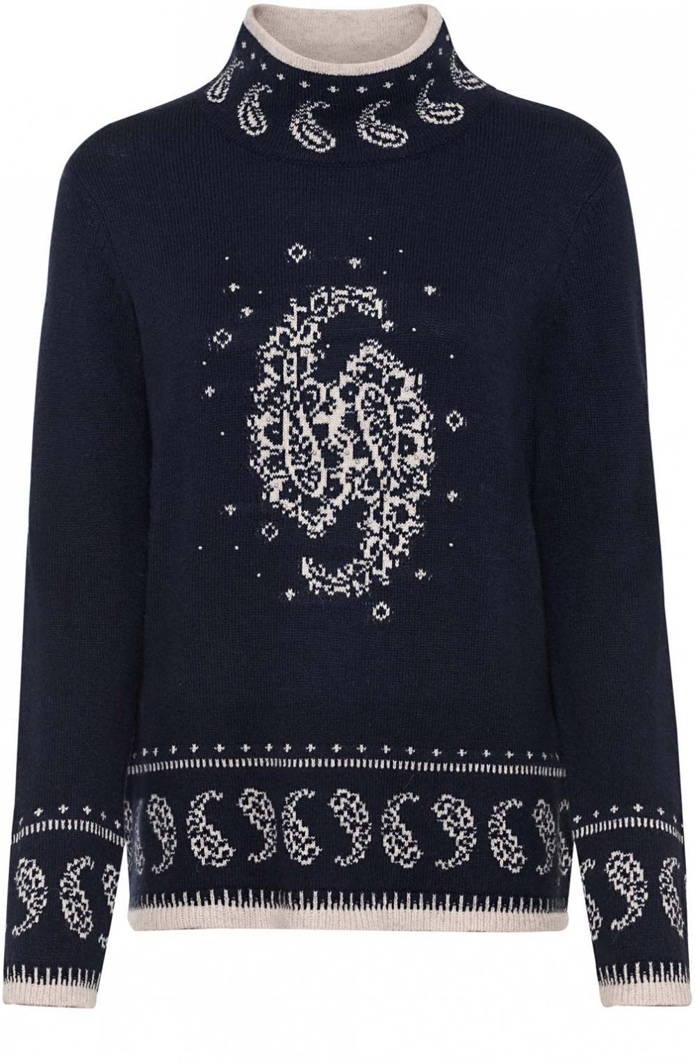 Crown Blue Paisley Knit Jumper