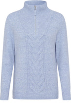 Crystal Blue Cable Knit High Neck Jumper