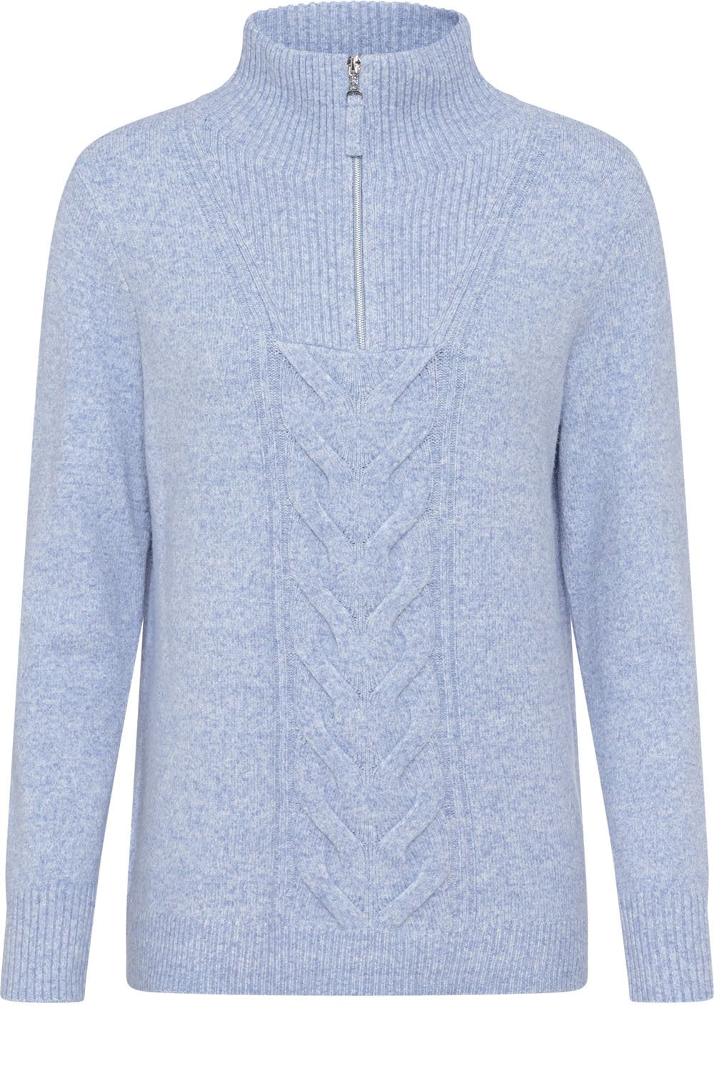Crystal Blue Cable Knit High Neck Jumper