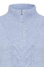 Crystal Blue Cable Knit High Neck Jumper