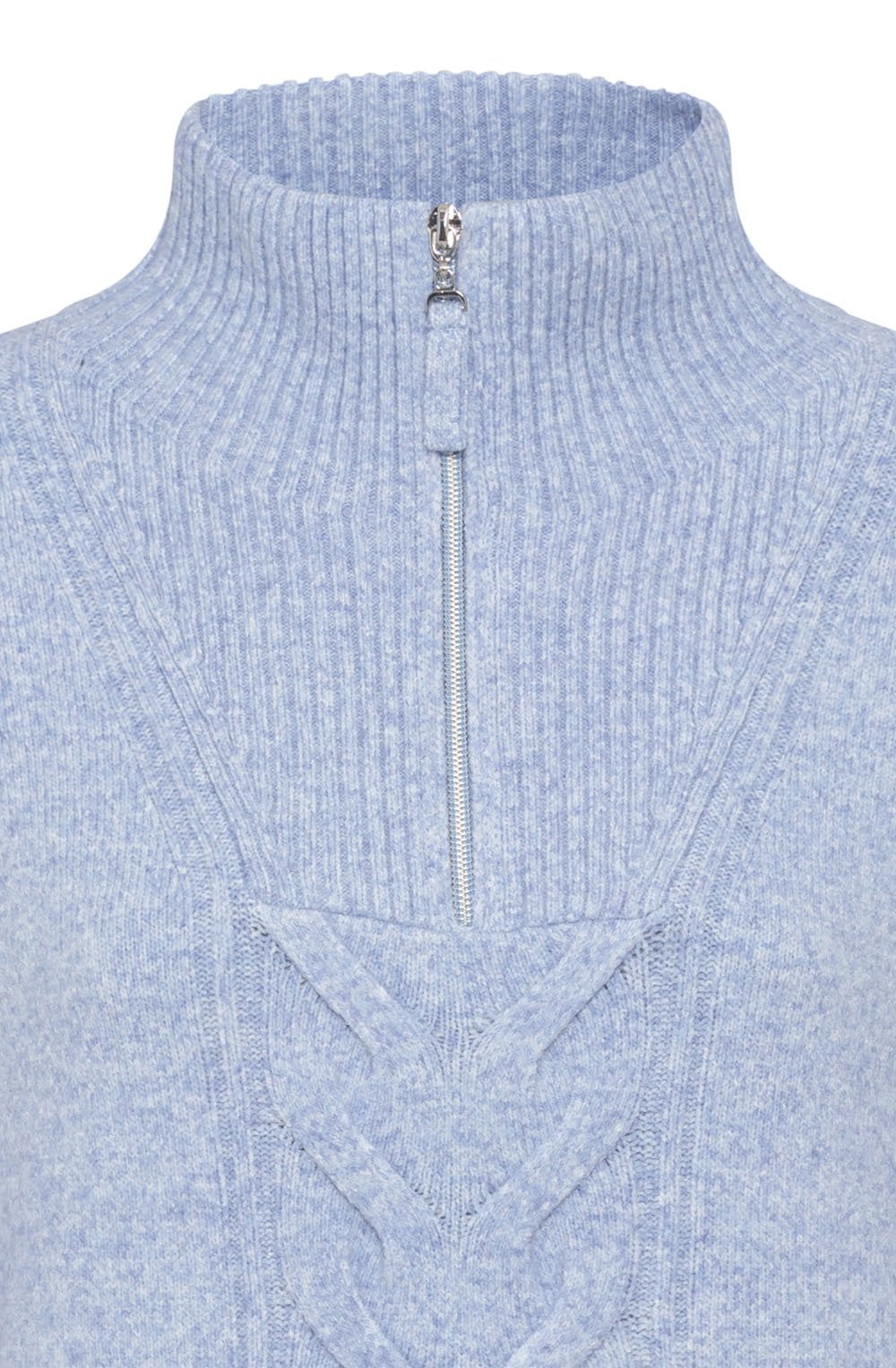 Crystal Blue Cable Knit High Neck Jumper