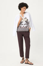 Dark Brown and Beige Tunic Neck Cosima Top