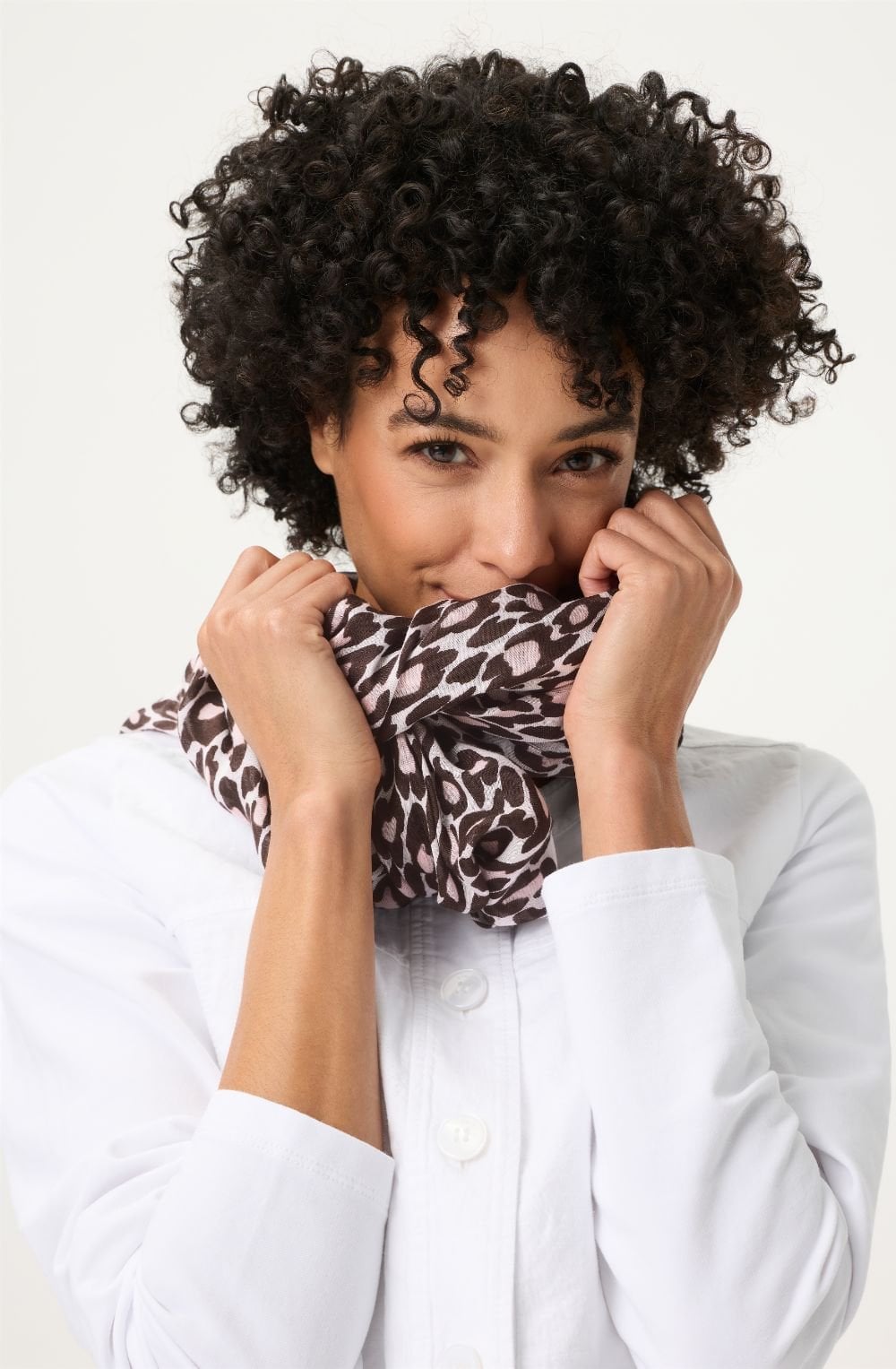 Dark Brown and Raspberry Leopard Lightweight Scarf