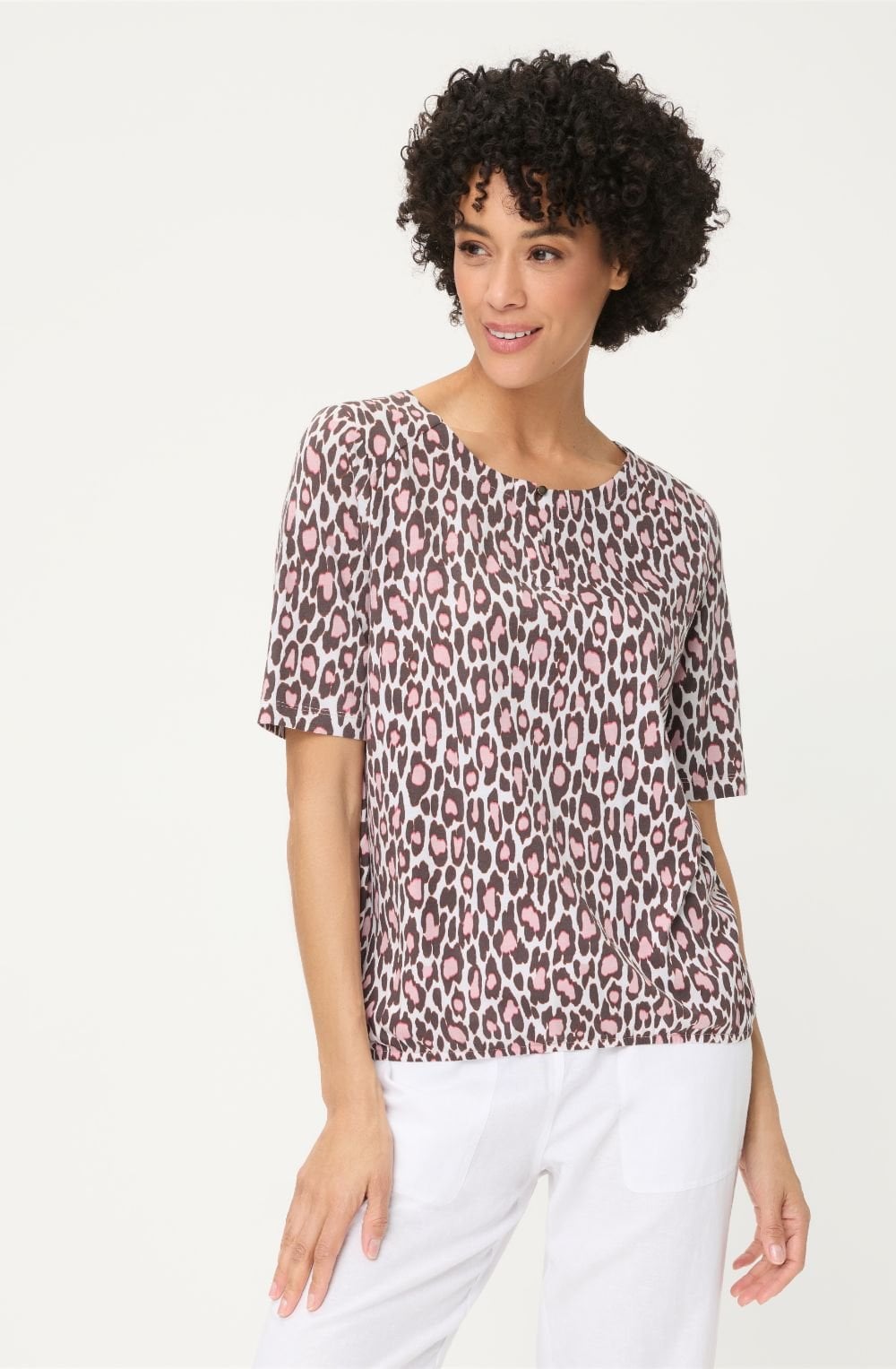 Dark Brown and Raspberry Leopard Print Clara Top