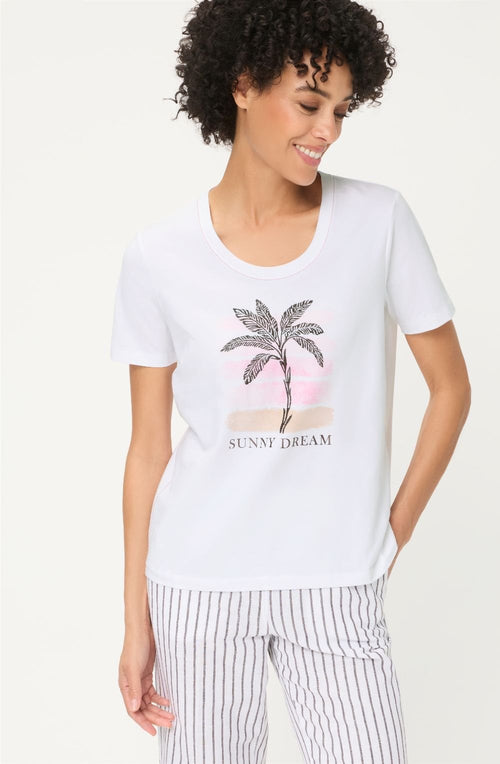 Dark Brown and Raspberry Palm Tree Hannah T Shirt