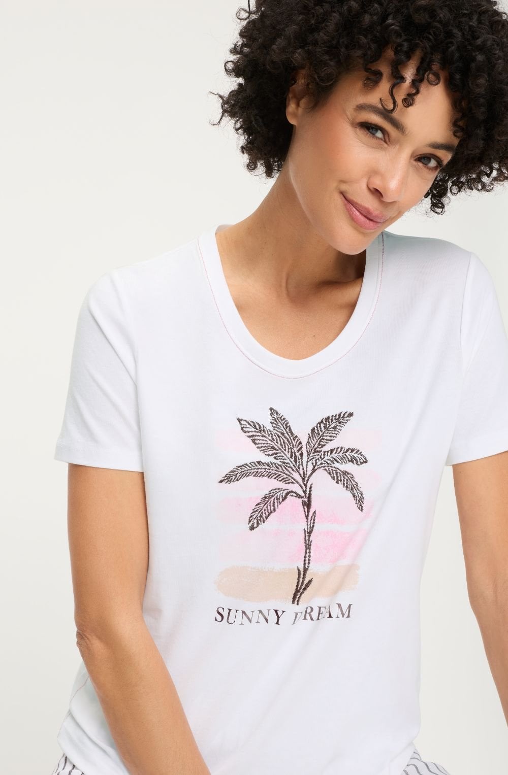 Dark Brown and Raspberry Palm Tree Hannah T Shirt