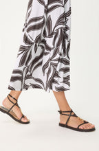 Dark Brown and White Leaf Print Jersey Tiered Skirt