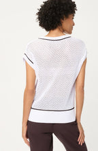 Dark Brown and White Open Weave Cora Pullover