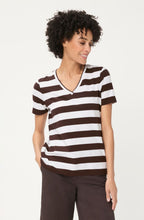 Dark Brown and White Wide Stripe Hannah T Shirt