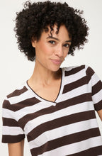 Dark Brown and White Wide Stripe Hannah T Shirt