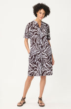 Dark Brown Leaf Print Tunic Cotton Dress