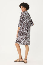 Dark Brown Leaf Print Tunic Cotton Dress