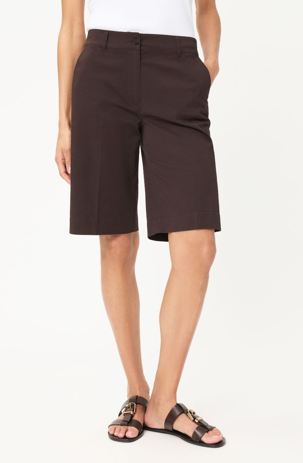 Dark Brown Mona Straight Chino Shorts