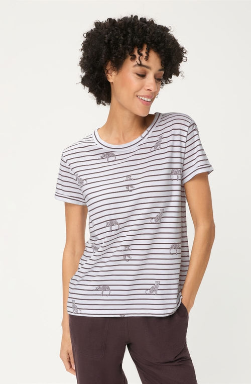 Dark Brown Stripe and Leopard Design Hannah T Shirt