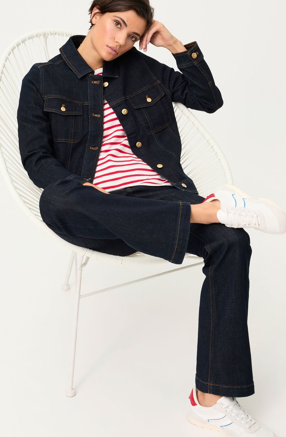 Dark Denim Gold Details Jacket