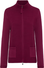 Dark Fuchsia Ribbed Knit Cardigan