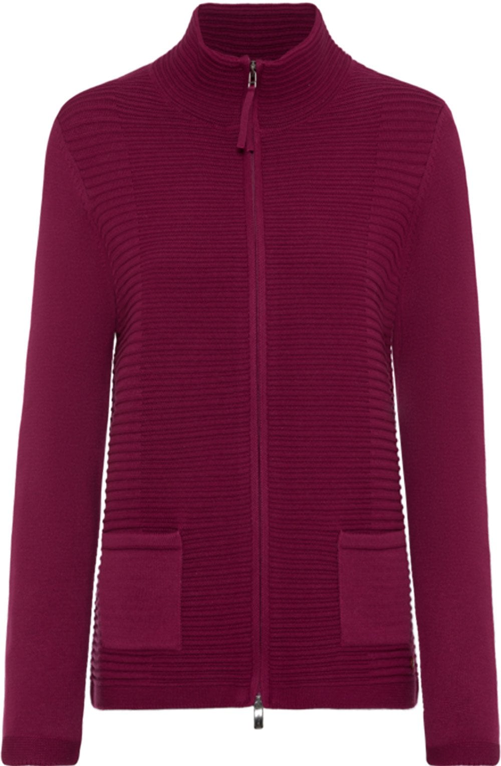 Dark Fuchsia Ribbed Knit Cardigan